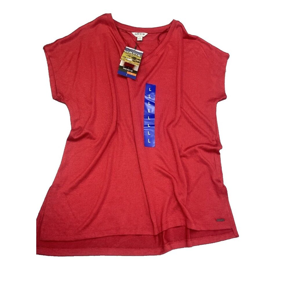 ORVIS 46% RAYON V-NECK TUNIC KNIT TOP SIZE LARGE RED - Picture 6 of 16